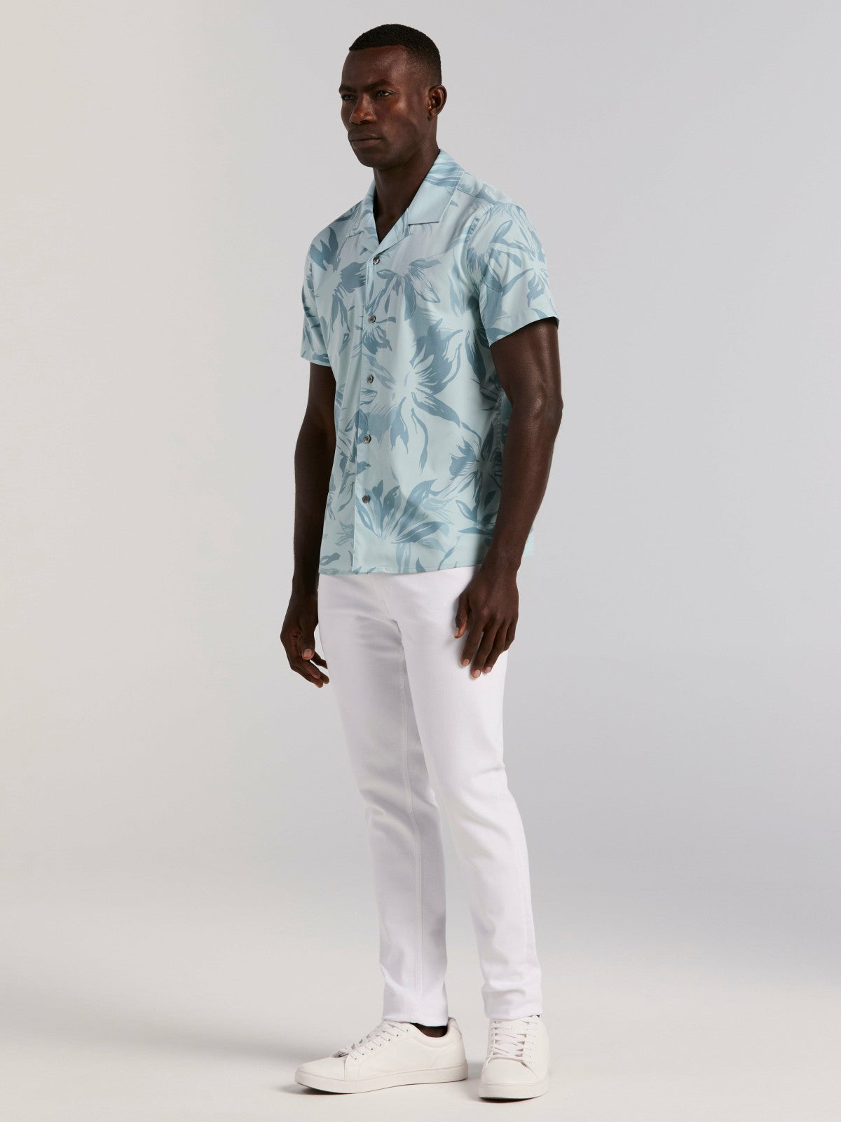 Perry Ellis Clothing Camp Collar Floral Print Soft Touch Shirt