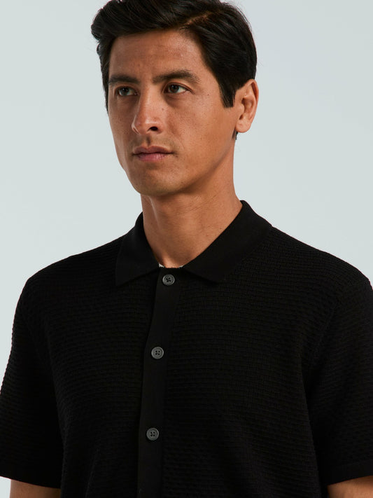 Perry Ellis Clothing Cotton Wavy Knit Button Front Sweater