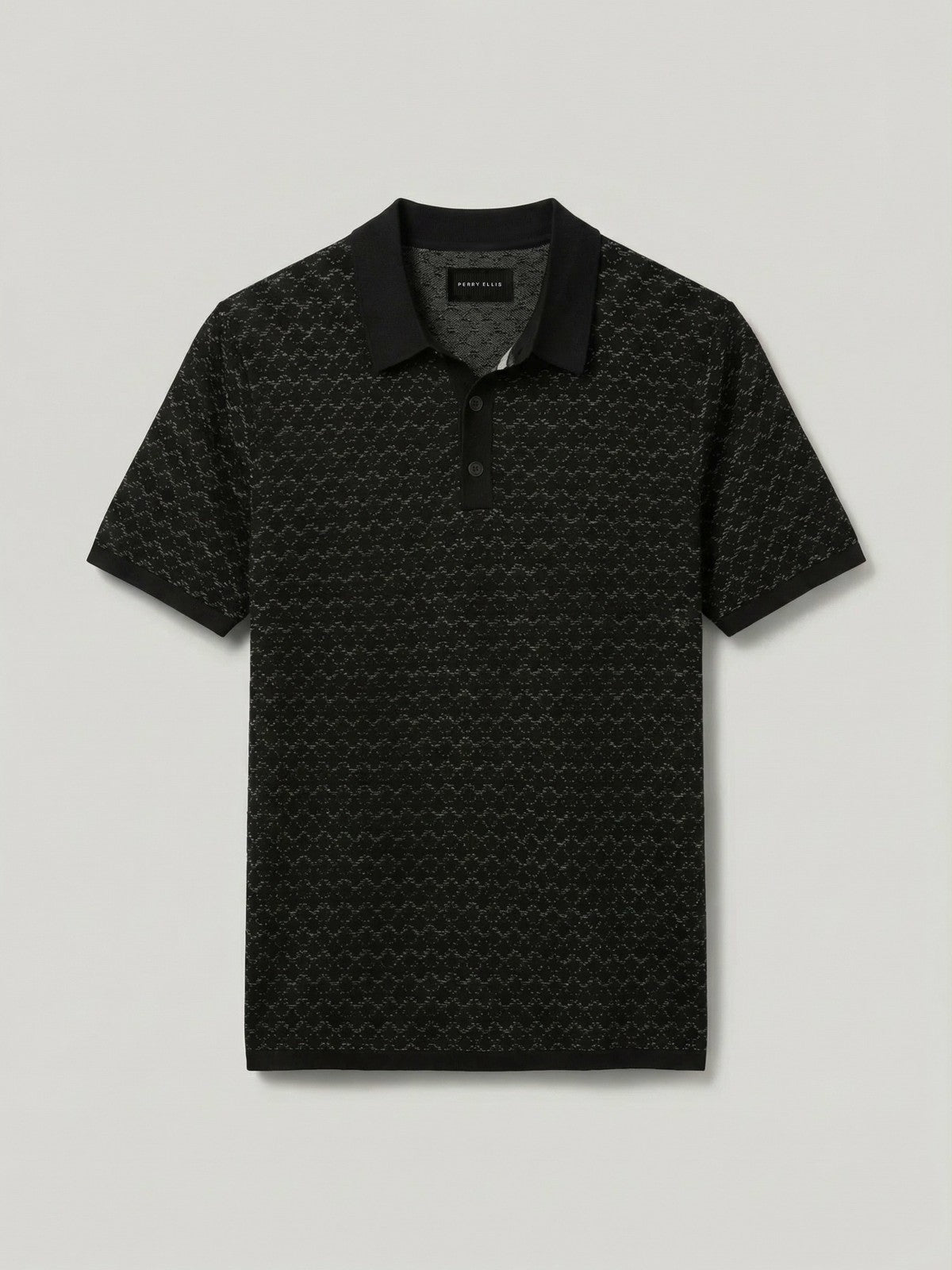 Perry Ellis Clothing Cotton Jacquard 3 Button Sweater Polo