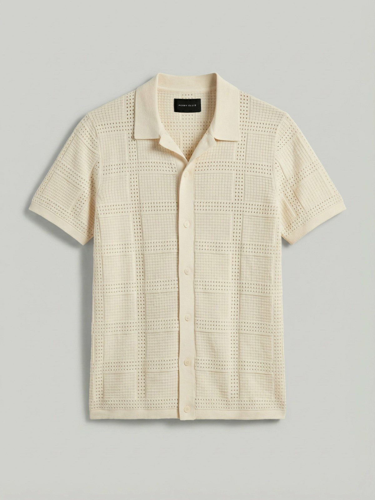 Perry Ellis Clothing Jacquard Pattern Button Front Sweater
