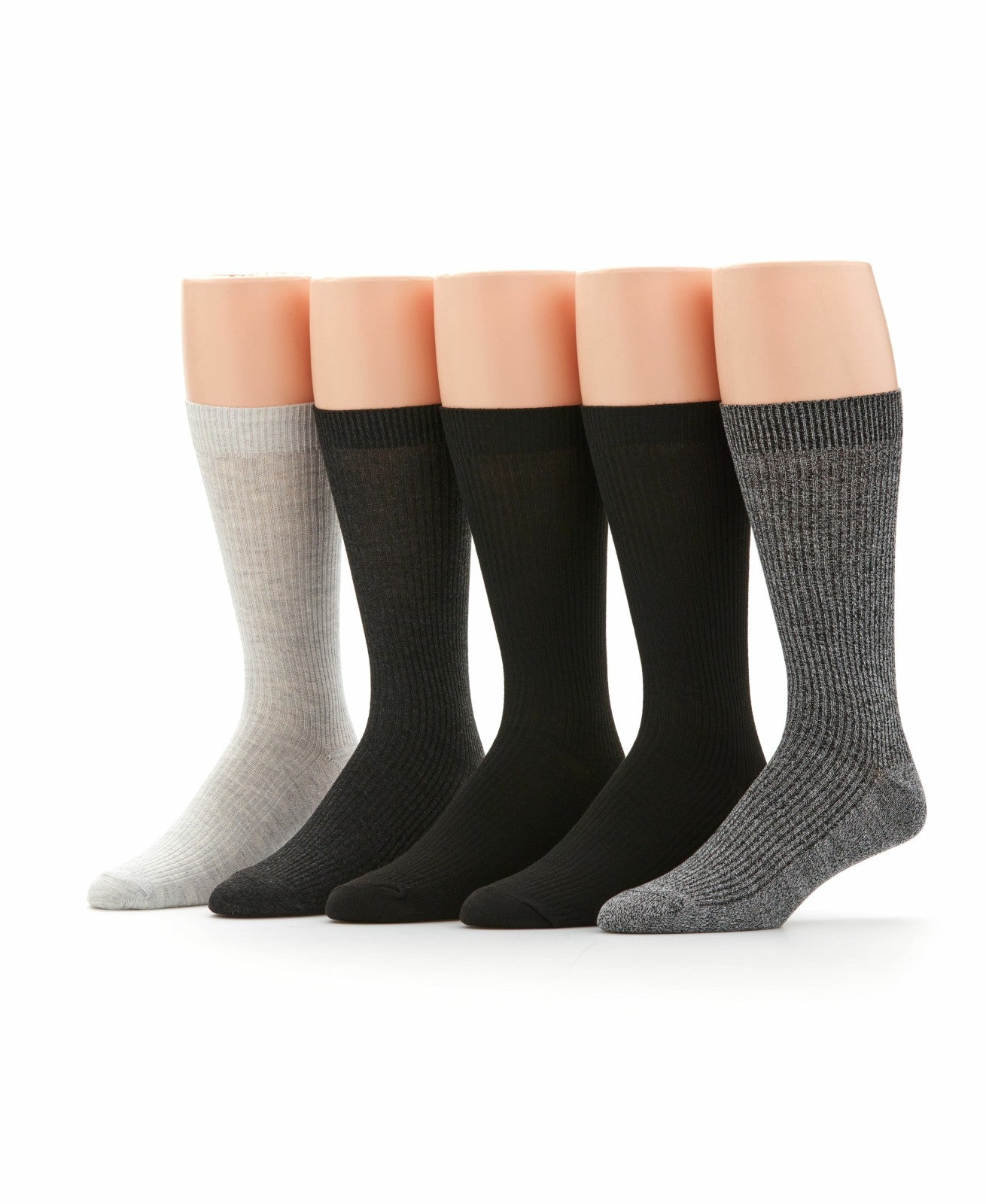Perry Ellis Shoes Men's 5 Pack Ribbed Crew Socks