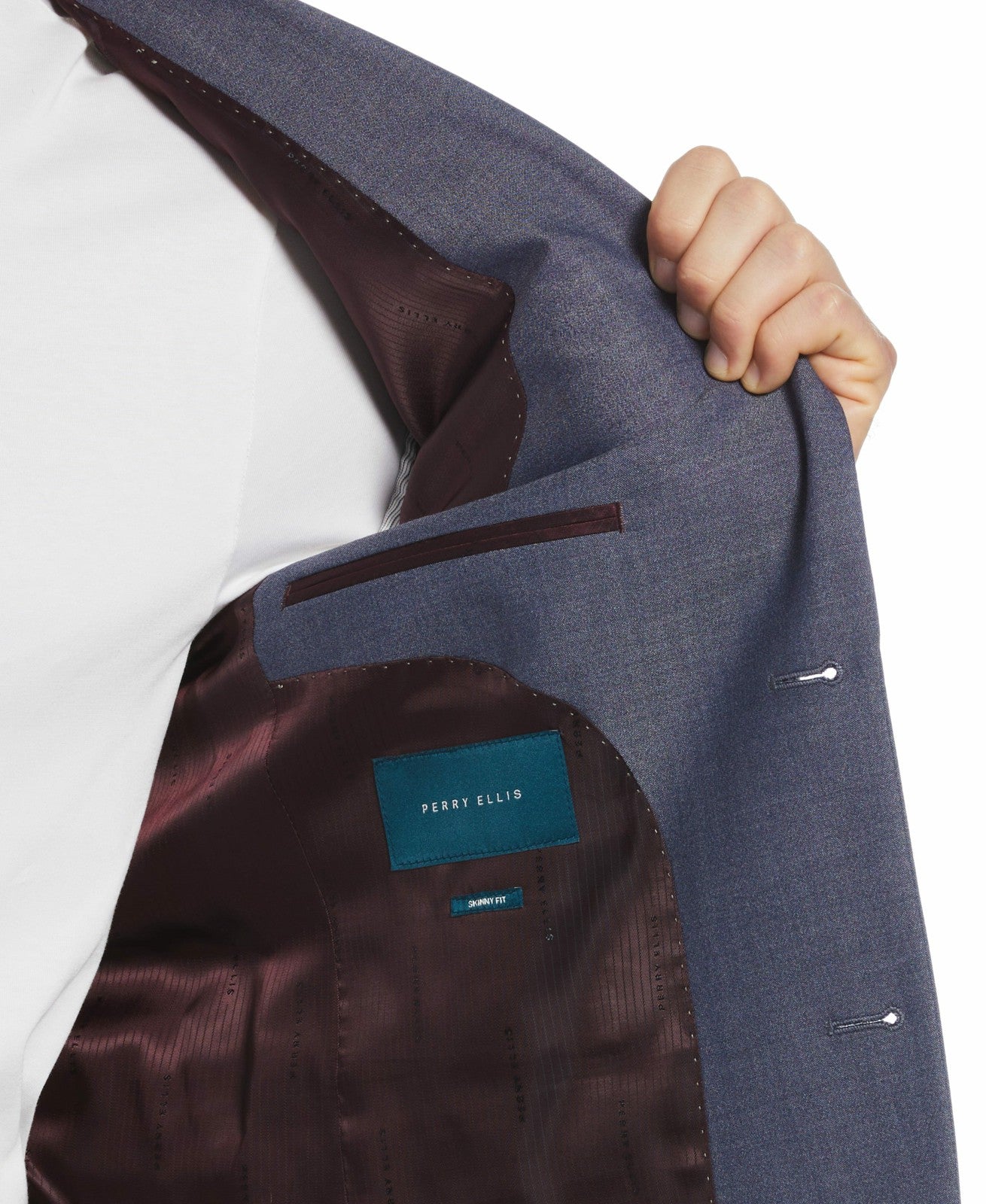 Perry Ellis Suits Skinny Fit Notch Lapel Iridescent Suit Jacket