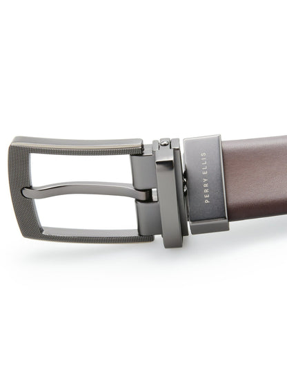 Perry Ellis Suits Cabernet Leather Reversible Belt