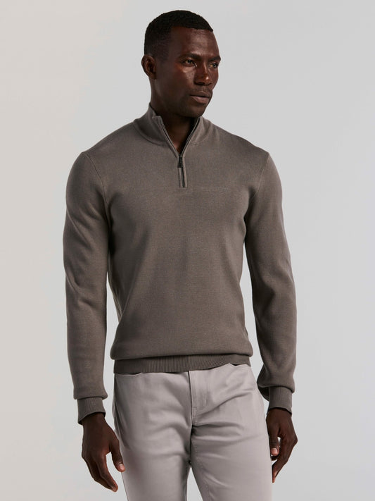 Perry Ellis Clothing Tech Knit Quarter Zip Sweater