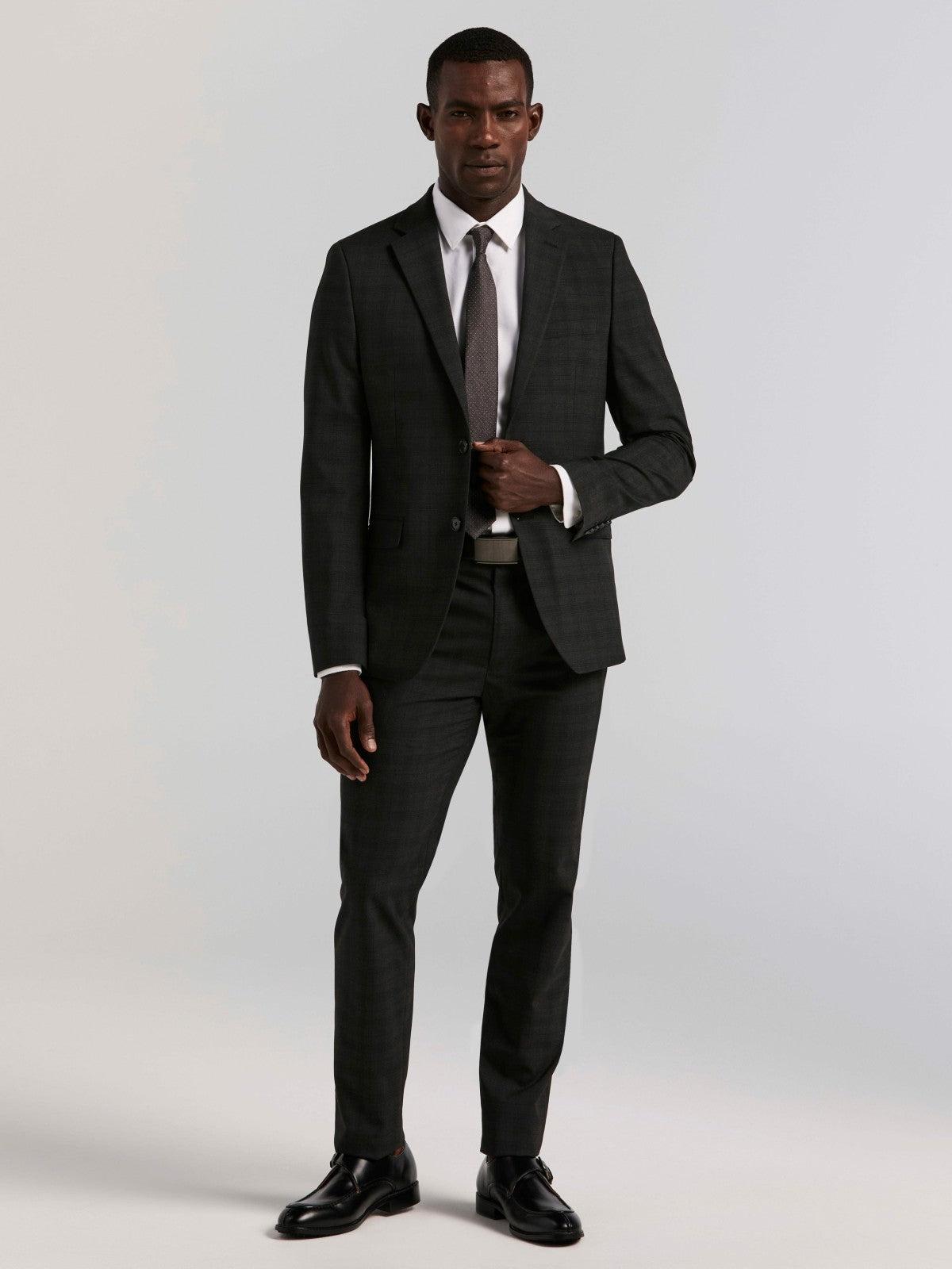 Perry Ellis Suits|Clothing Skinny Fit Charcoal Plaid Suit Pant