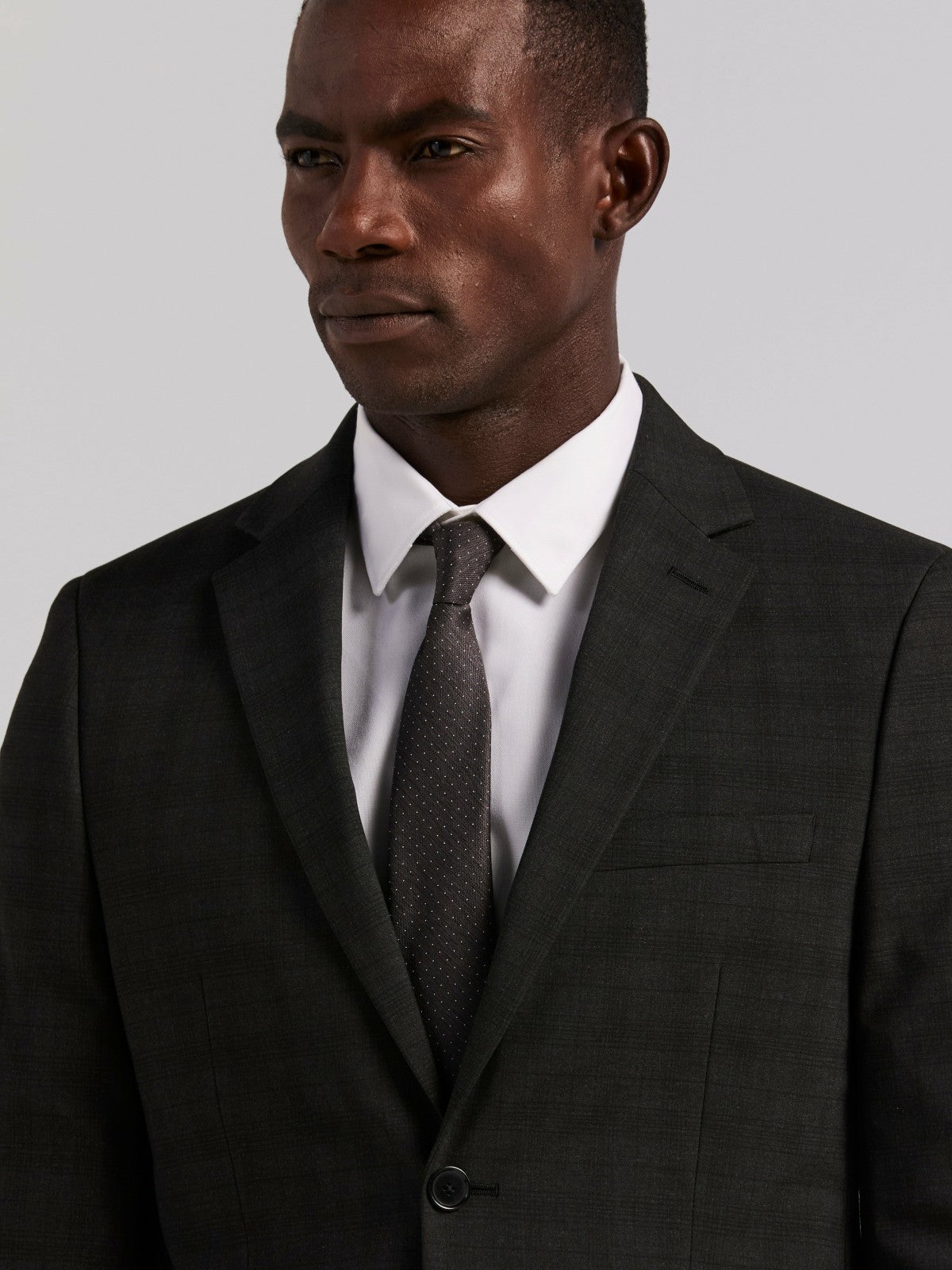 Perry Ellis Suits Skinny Fit Charcoal Plaid Suit Jacket