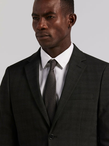 Perry Ellis Suits Skinny Fit Charcoal Plaid Suit Jacket