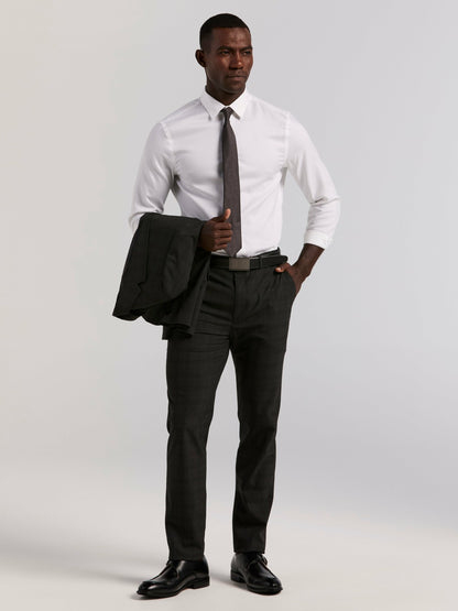Perry Ellis Suits Skinny Fit Charcoal Plaid Suit Jacket