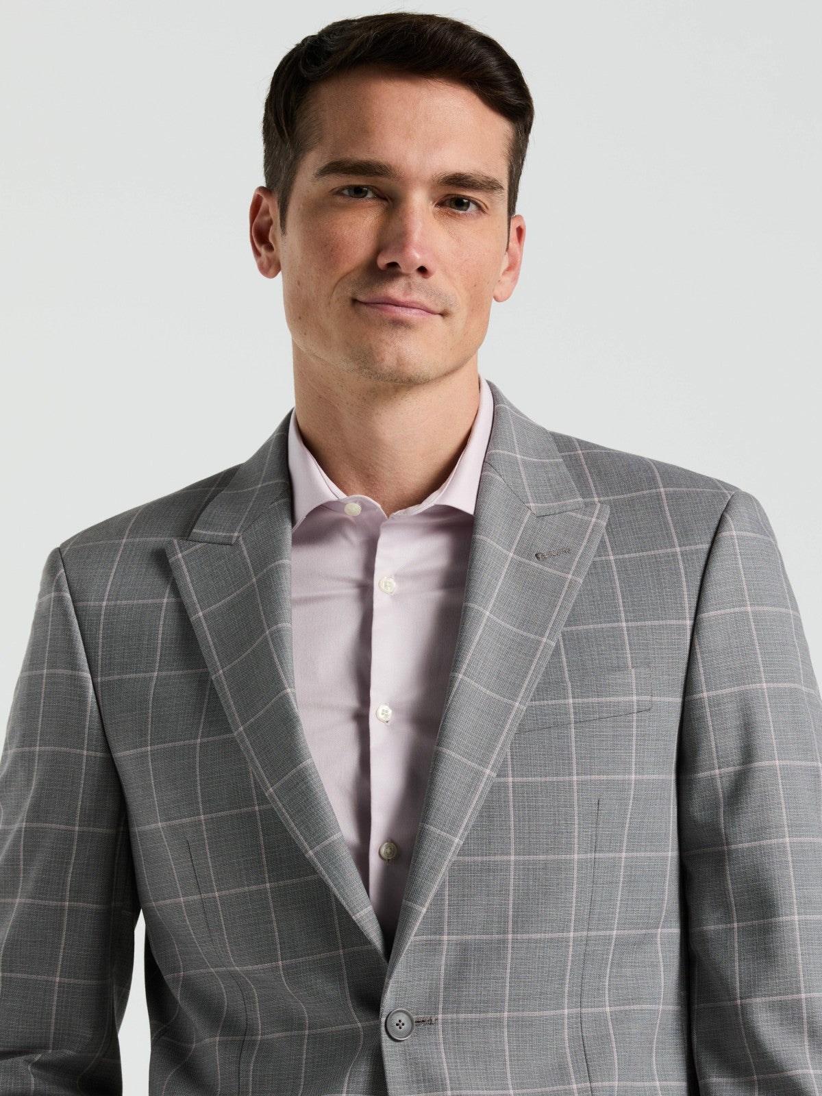 Perry Ellis Suits Slim Fit Windowpane Pattern Suit Jacket