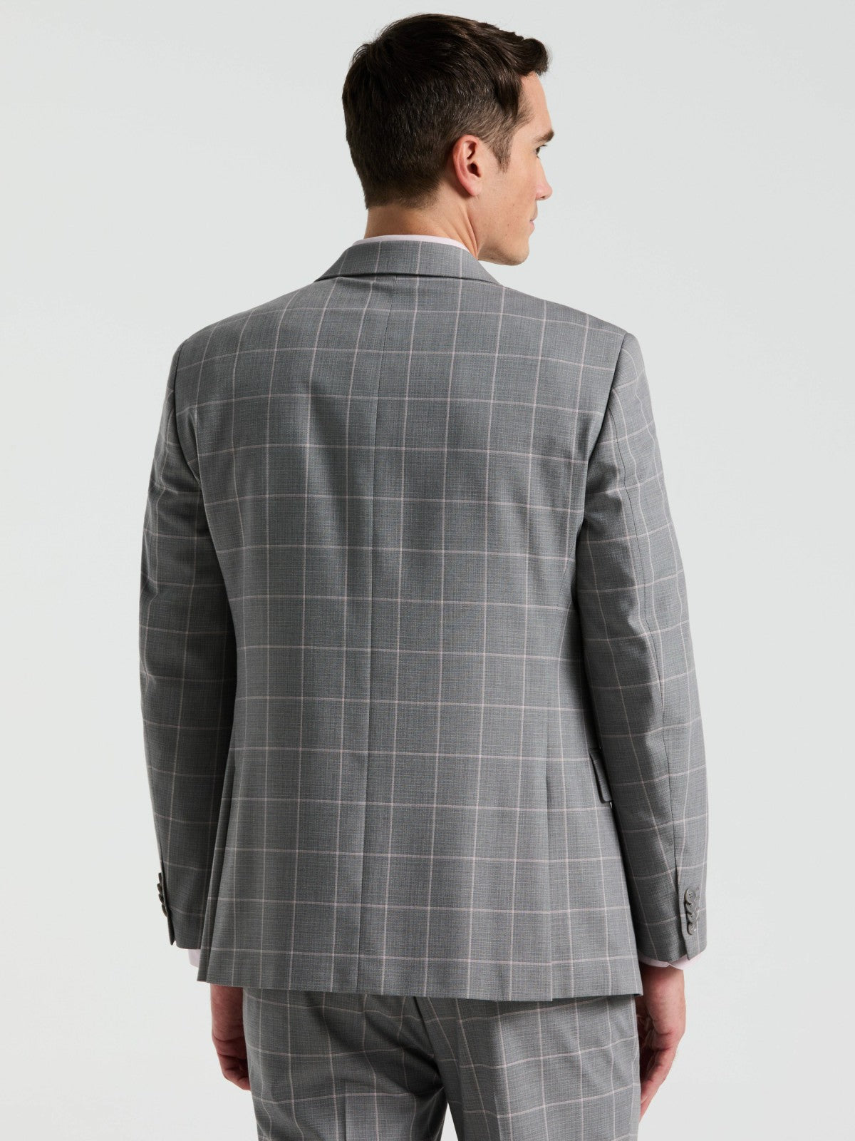 Perry Ellis Suits Slim Fit Windowpane Pattern Suit Jacket