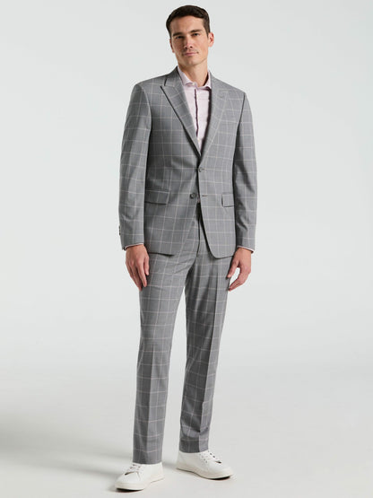 Perry Ellis Suits Slim Fit Windowpane Pattern Suit Jacket