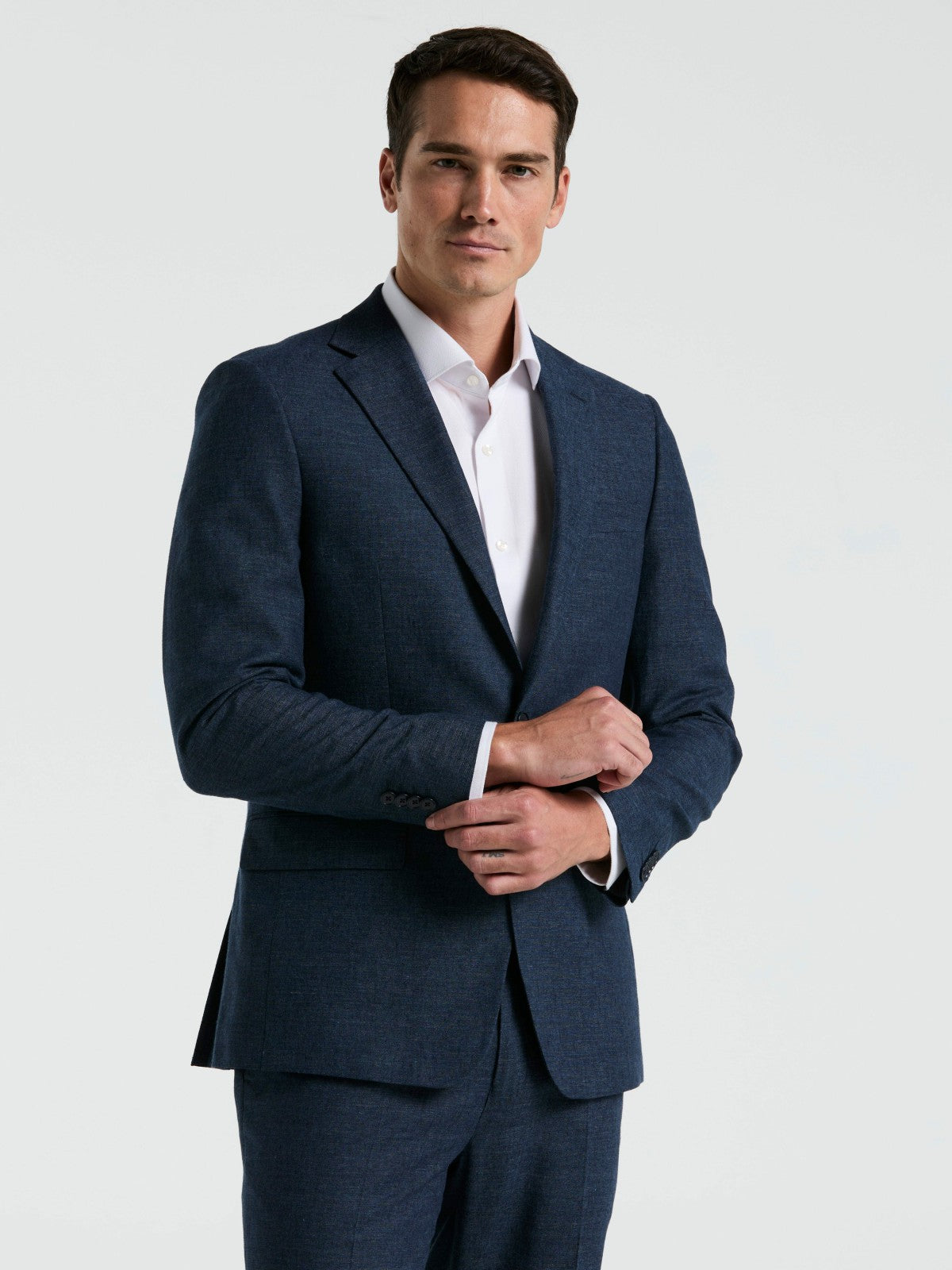 Perry Ellis Suits Slim Fit Solid Linen Blend Suit Jacket