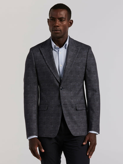 Perry Ellis Suits Plaid Knit Skinny Fit Sport Coat