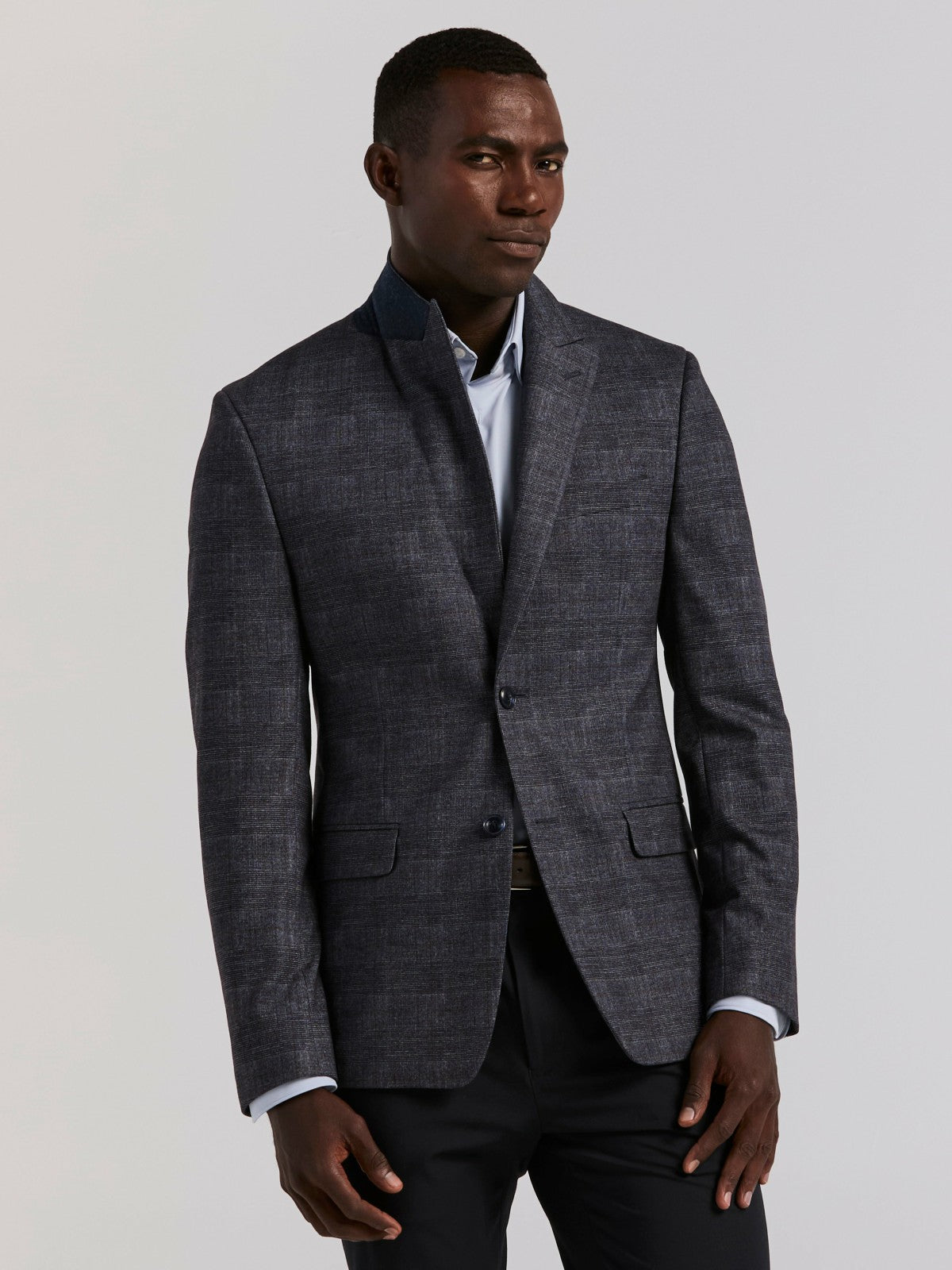 Perry Ellis Suits Plaid Knit Skinny Fit Sport Coat