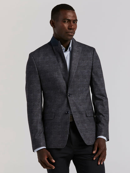 Perry Ellis Suits Plaid Knit Skinny Fit Sport Coat