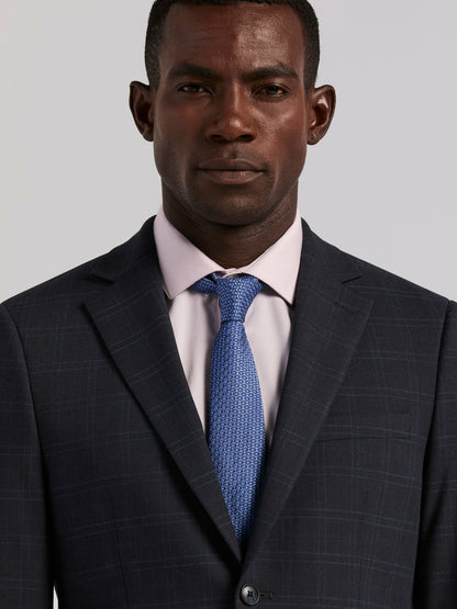 Perry Ellis Suits Skinny Fit Navy Plaid Suit Jacket