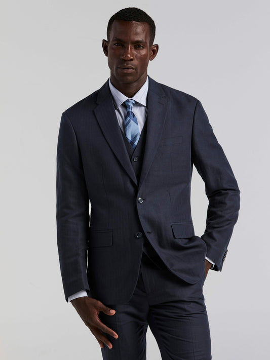 Perry Ellis Suits Linen Blend Herringbone Suit Jacket