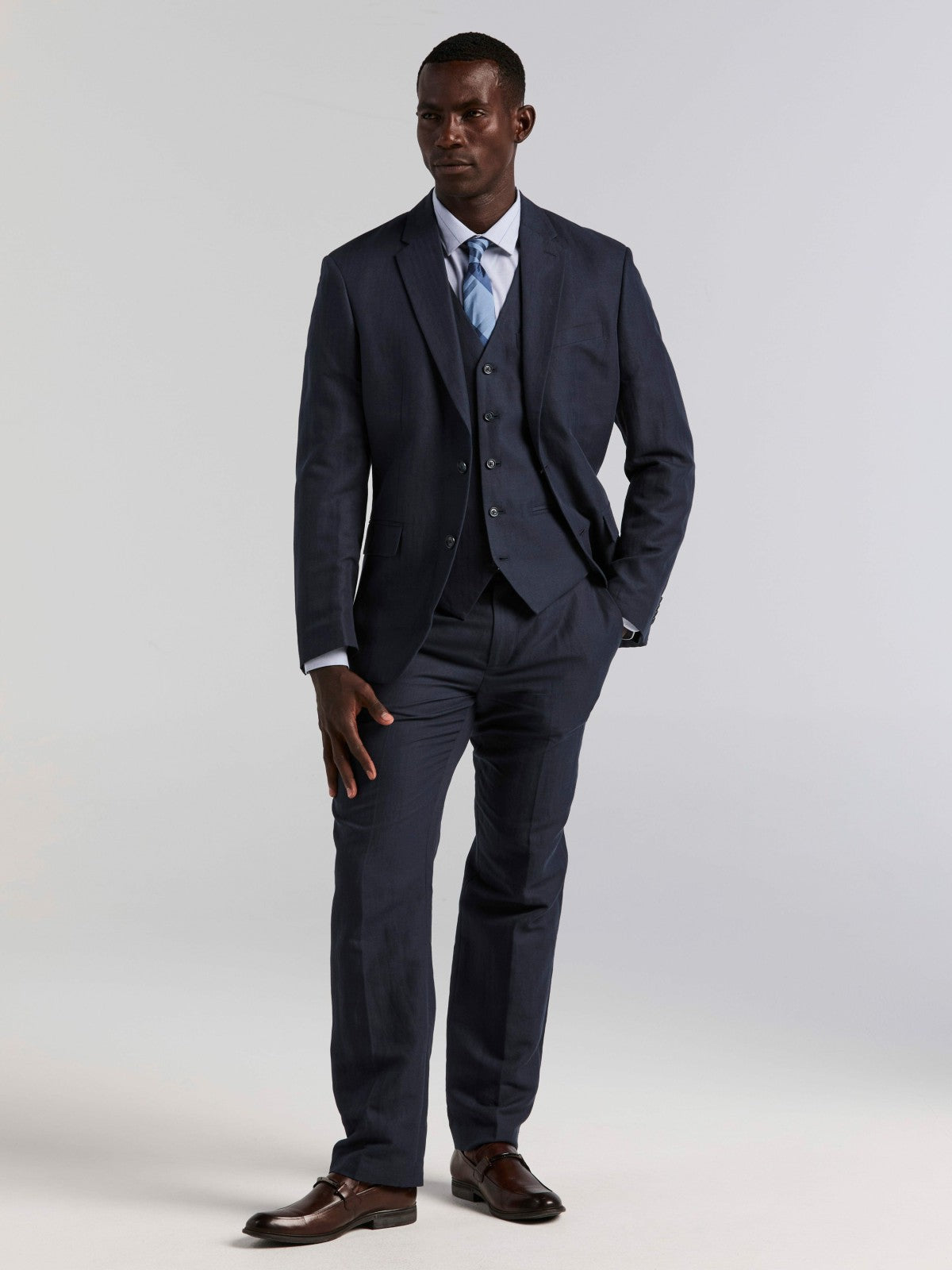 Perry Ellis Suits Linen Blend Herringbone Suit Jacket