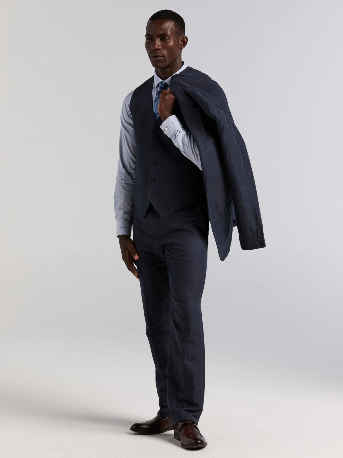 Perry Ellis Suits Linen Blend Herringbone Suit Jacket