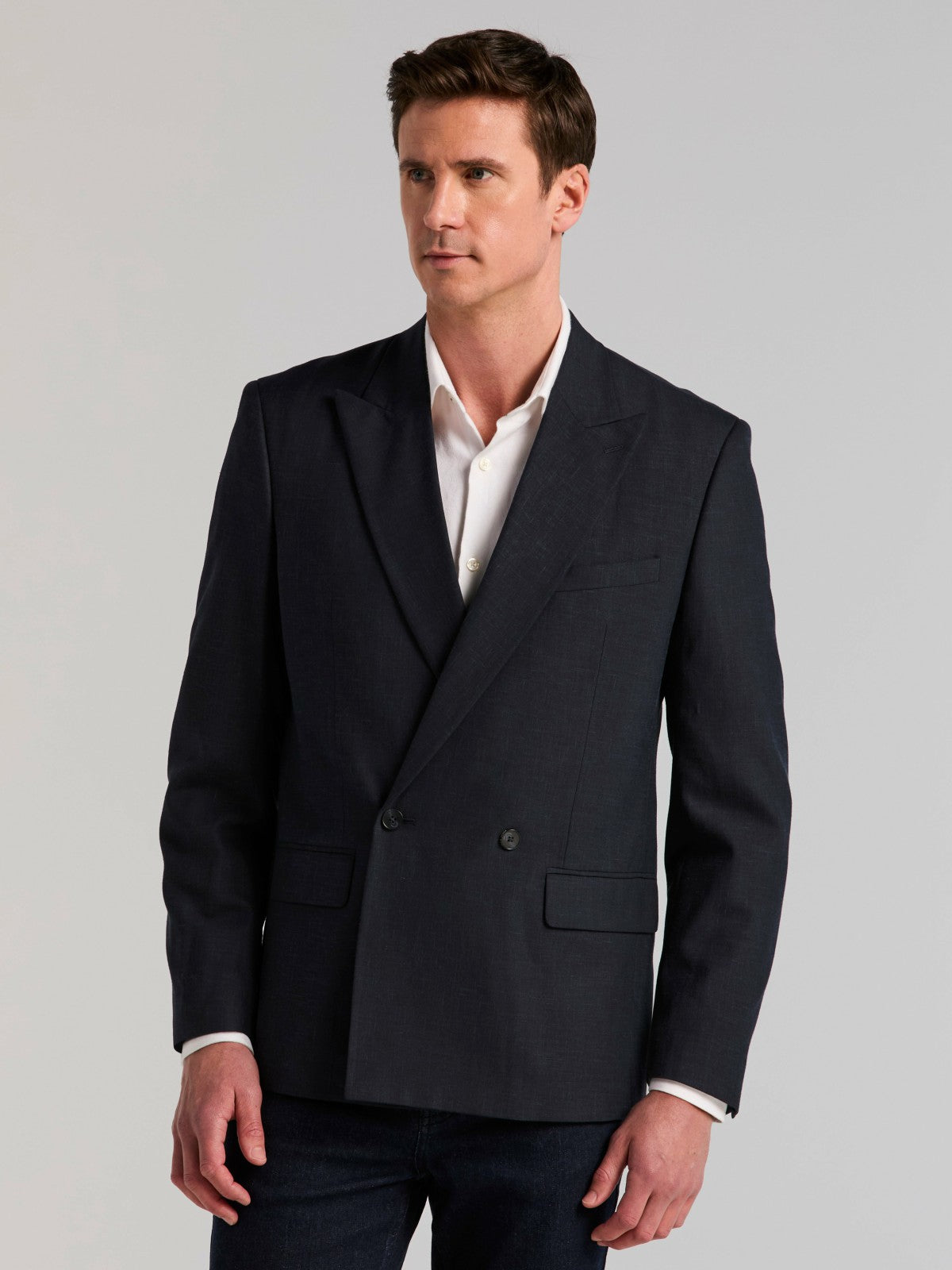 Perry Ellis Suits Stretch Double Breasted Suit Jacket