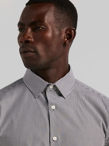 Perry Ellis Suits Slim Fit Bengal Stripe Cotton Dress Shirt