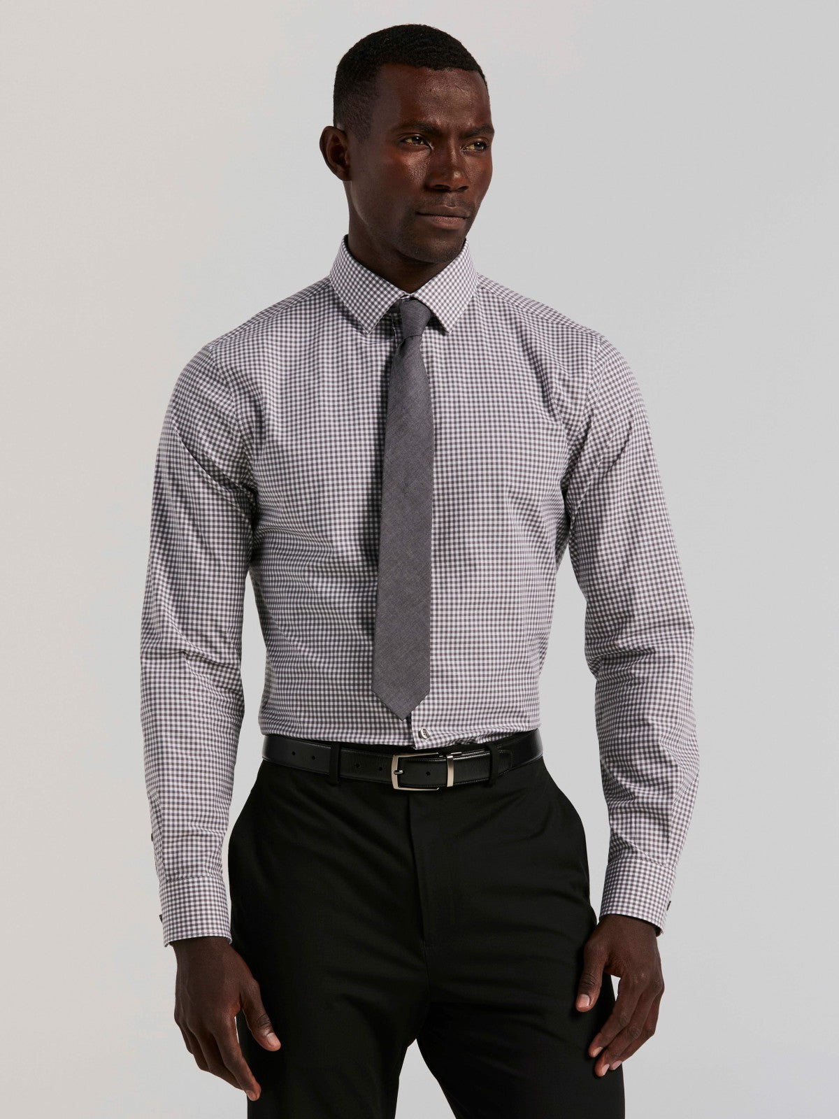Perry Ellis Suits Slim Fit Gingham Cotton Dress Shirt