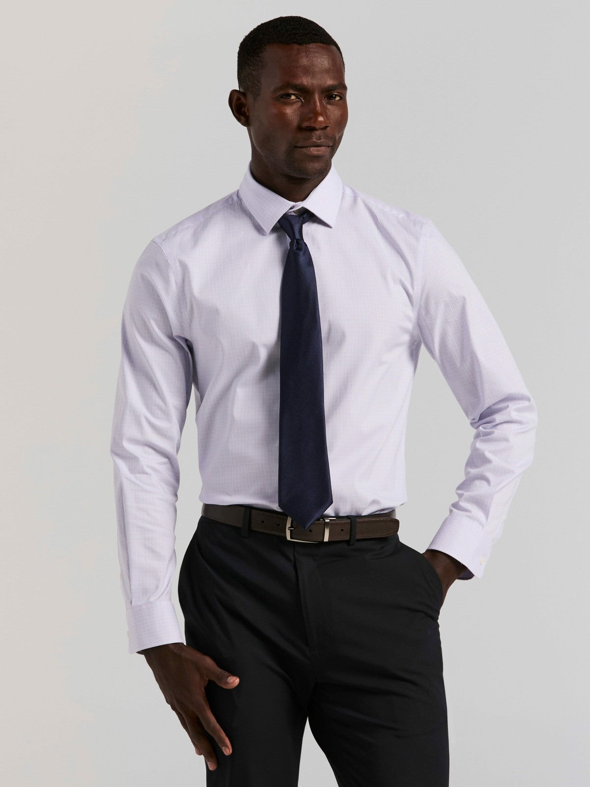 Perry Ellis Suits Cotton Mini Plaid Slim Fit Dress Shirt