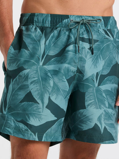 Perry Ellis Clothing Tropical Plant Print Swim Trunk