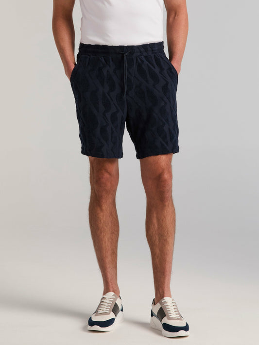 Perry Ellis Clothing Jacquard Terry Cloth Drawstring Shorts