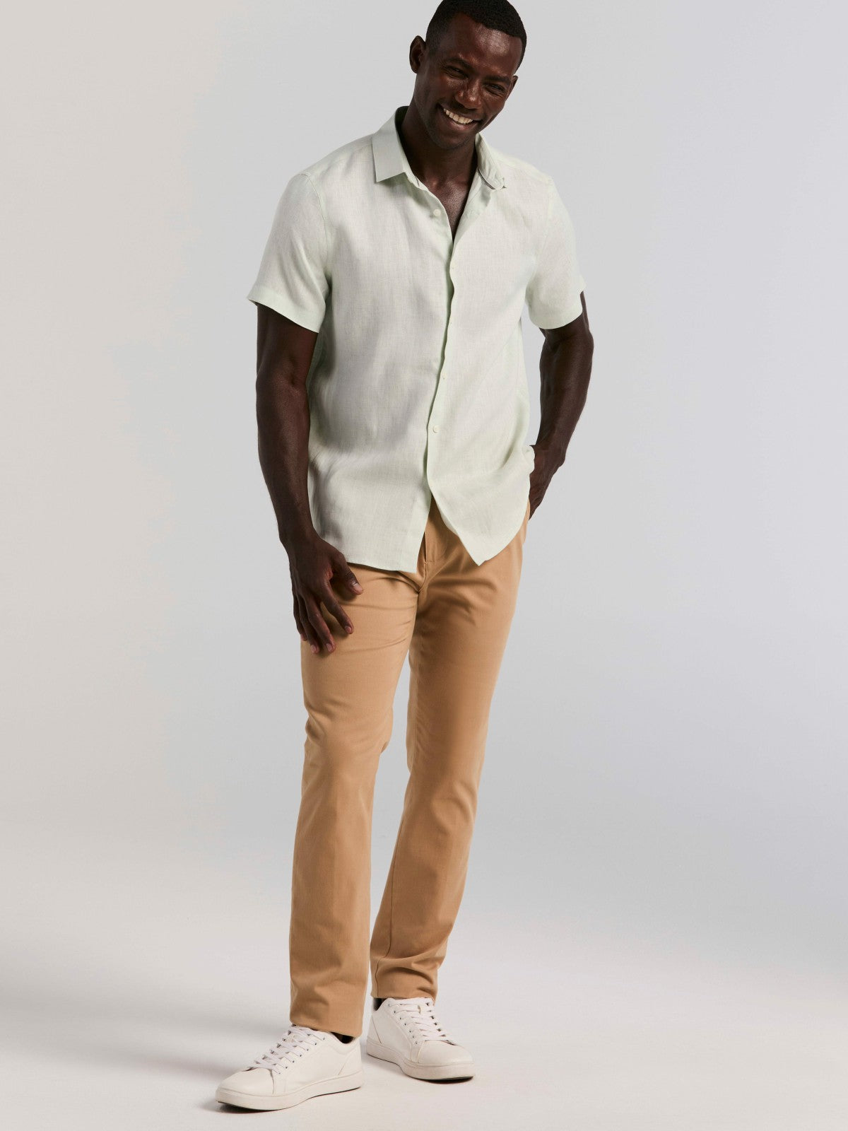 Perry Ellis Clothing Solid Linen Shirt