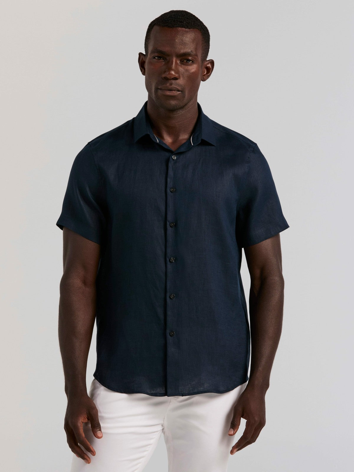 Perry Ellis Clothing Solid Linen Shirt