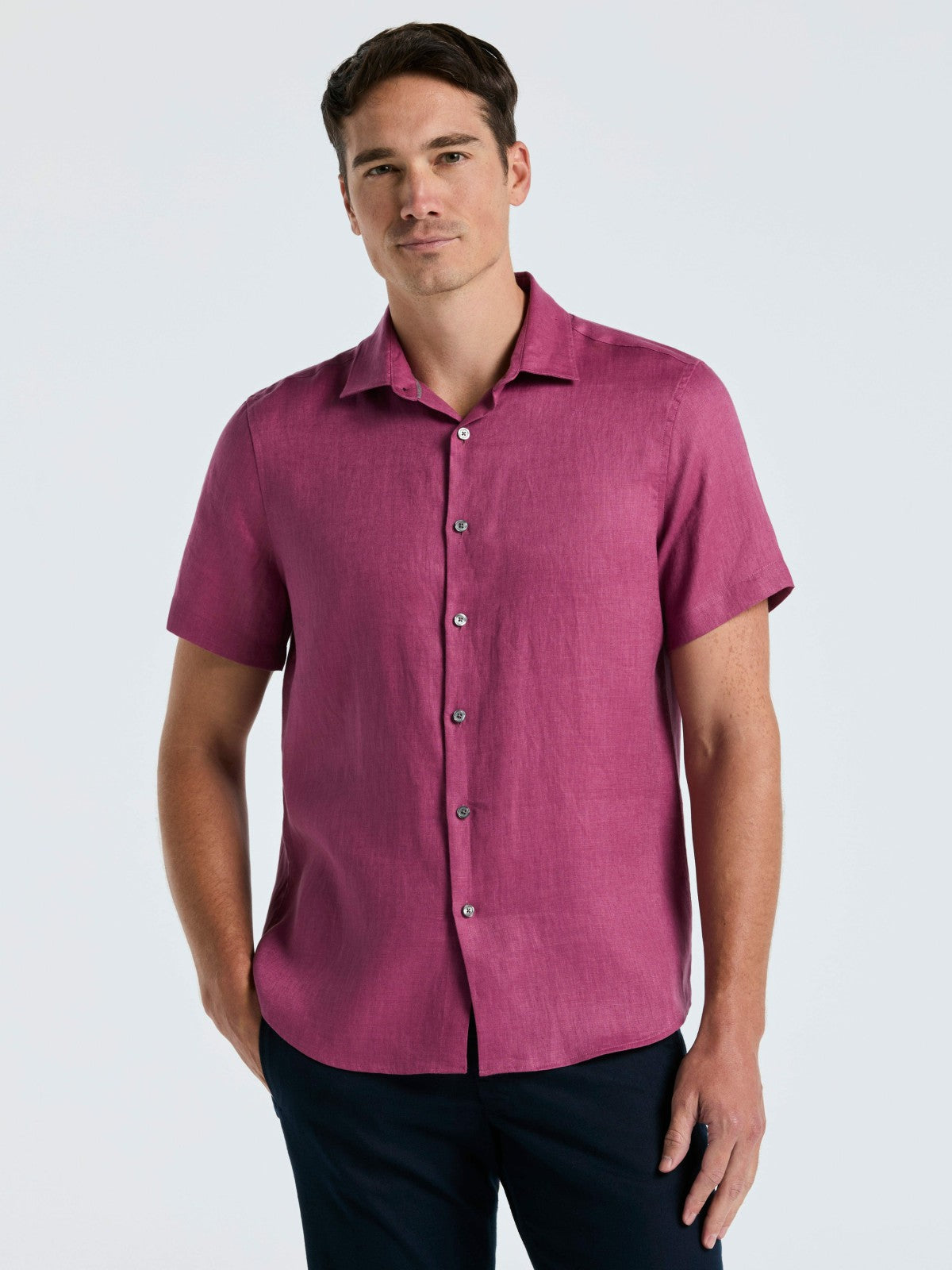 Perry Ellis Clothing Solid Linen Shirt