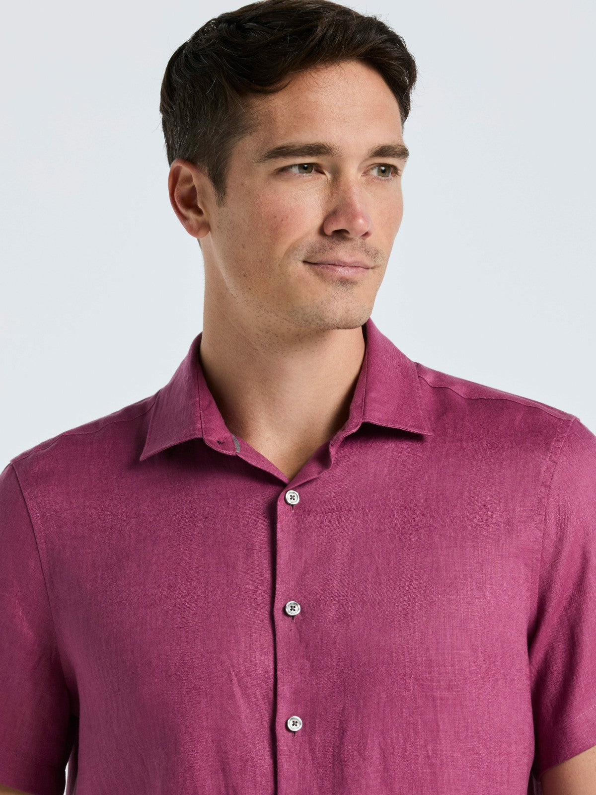 Perry Ellis Clothing Solid Linen Shirt