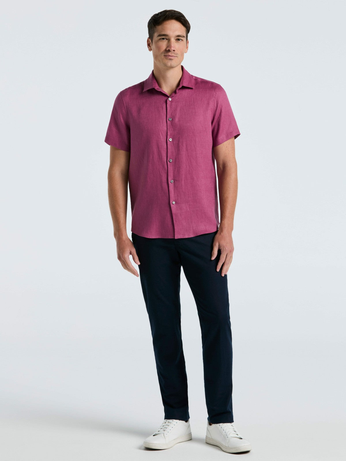 Perry Ellis Clothing Solid Linen Shirt
