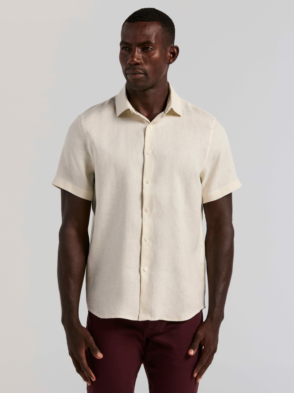 Perry Ellis Clothing Solid Linen Shirt
