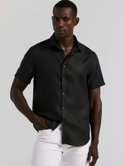 Perry Ellis Clothing Solid Linen Shirt