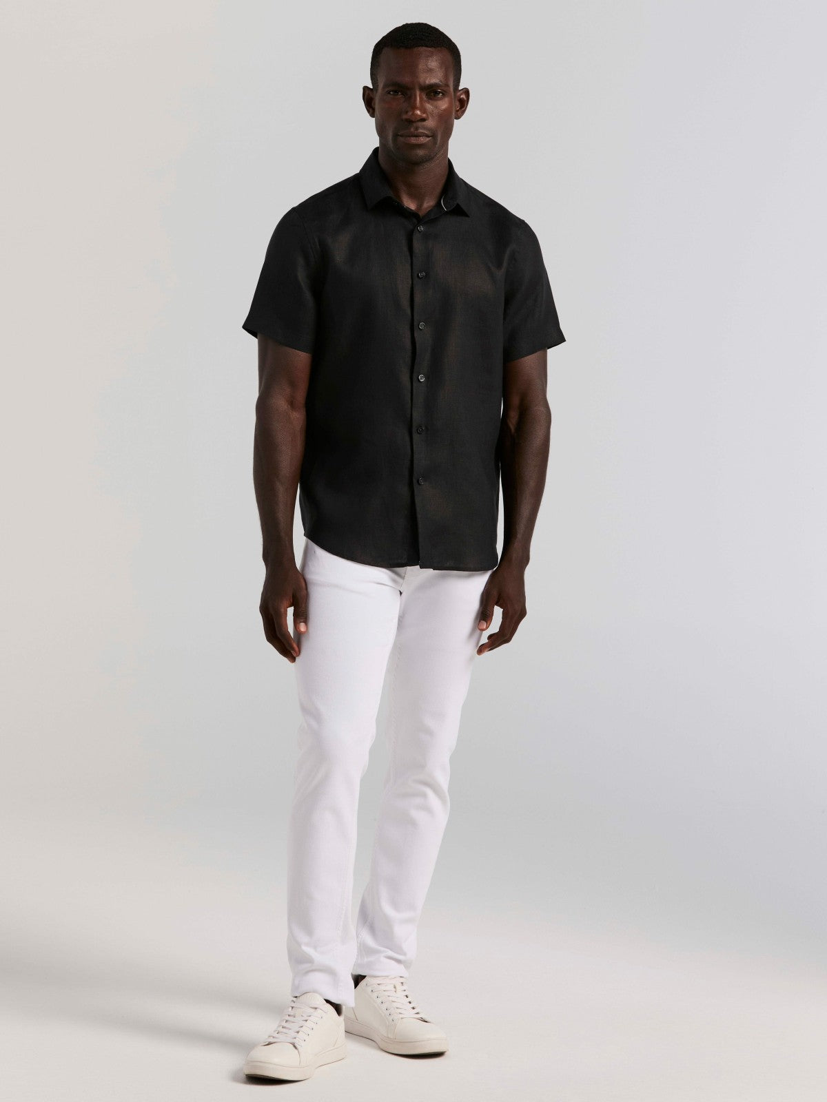Perry Ellis Clothing Solid Linen Shirt