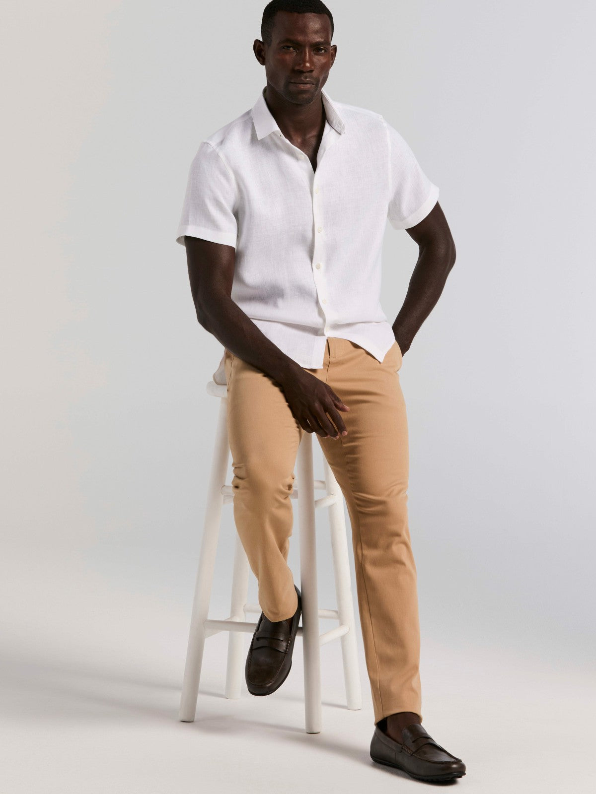 Perry Ellis Clothing Solid Linen Shirt