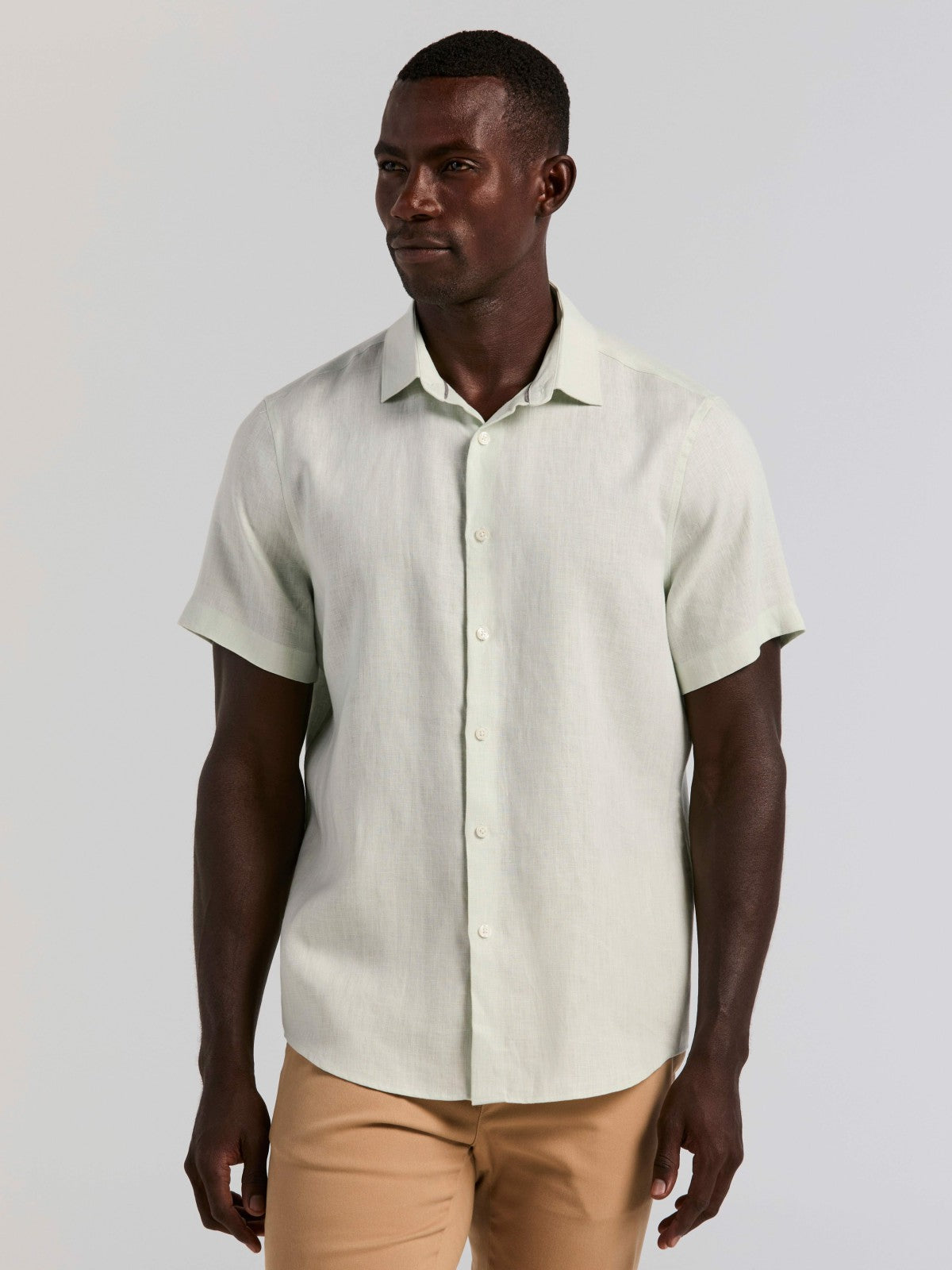 Perry Ellis Clothing Solid Linen Shirt