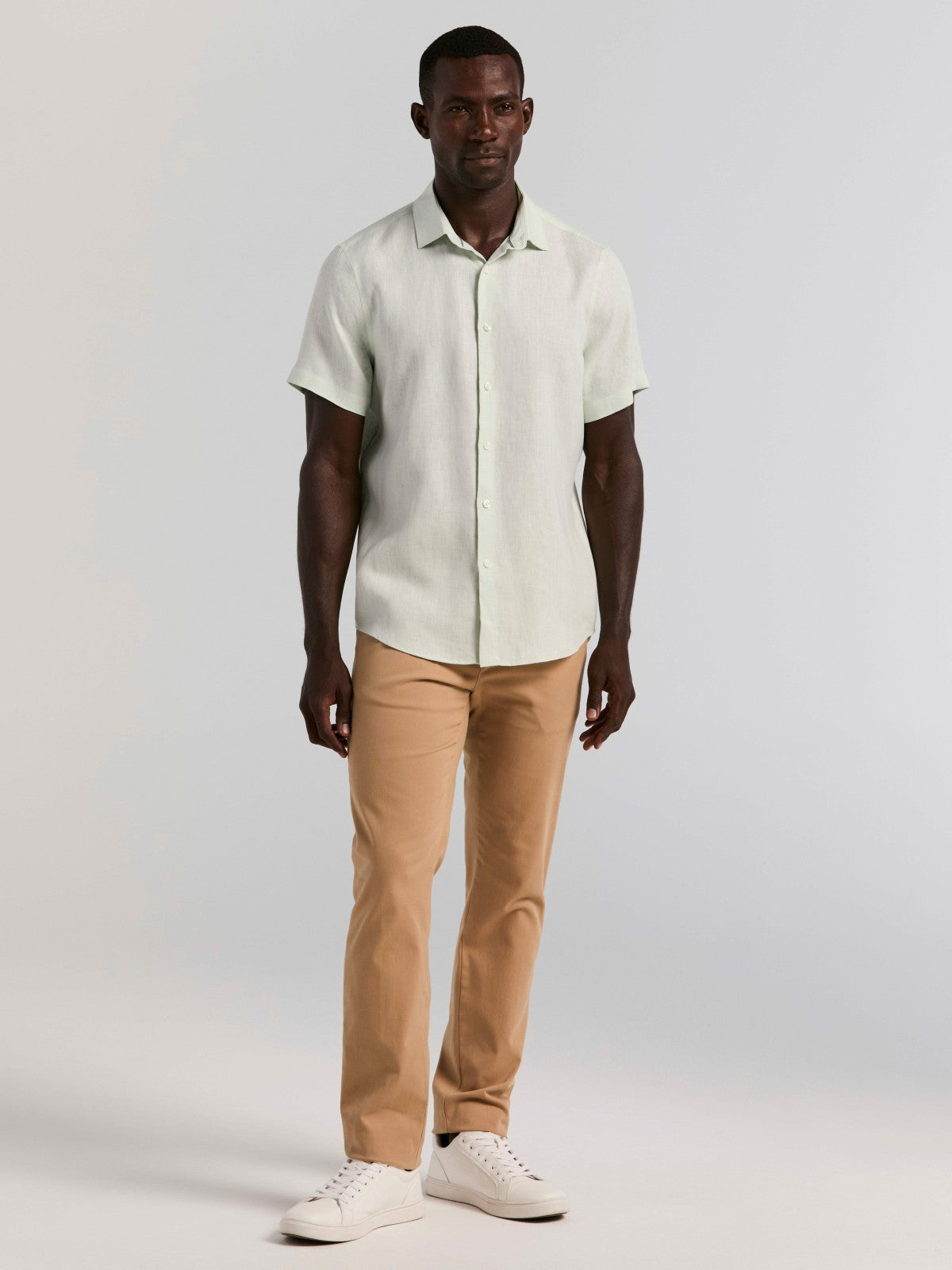 Perry Ellis Clothing Solid Linen Shirt