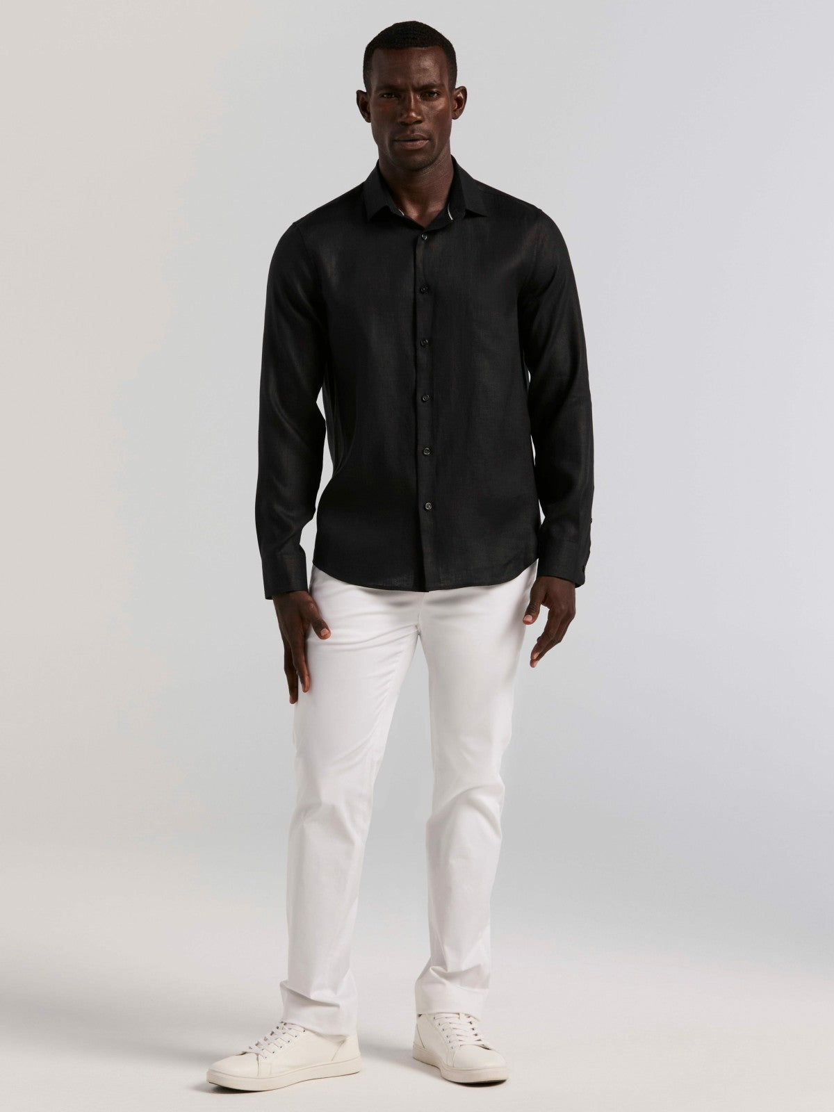 Perry Ellis Clothing Solid Linen Shirt