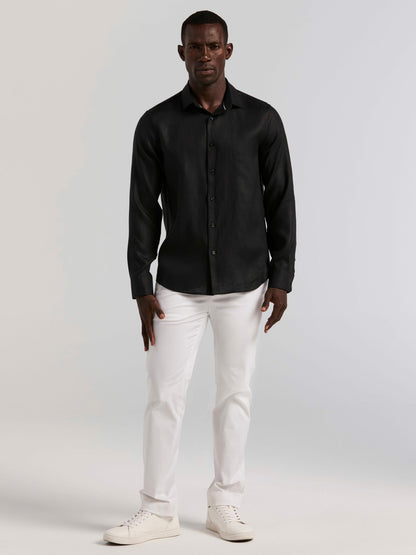 Perry Ellis Clothing Solid Linen Shirt