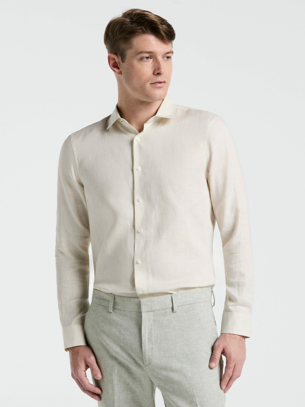 Perry Ellis Clothing Solid Linen Shirt
