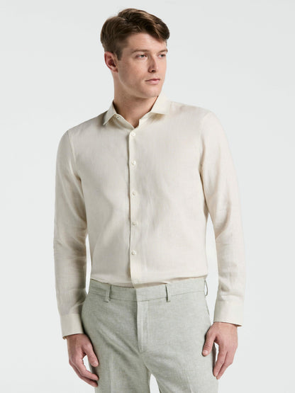 Perry Ellis Clothing Solid Linen Shirt