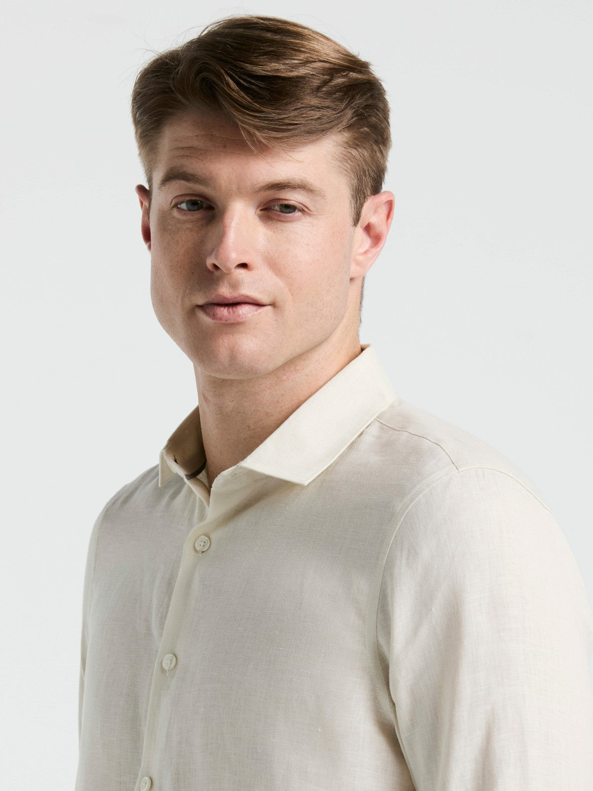 Perry Ellis Clothing Solid Linen Shirt