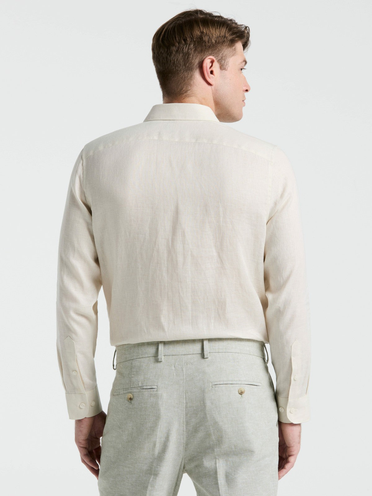 Perry Ellis Clothing Solid Linen Shirt