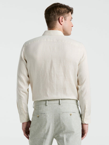 Perry Ellis Clothing Solid Linen Shirt