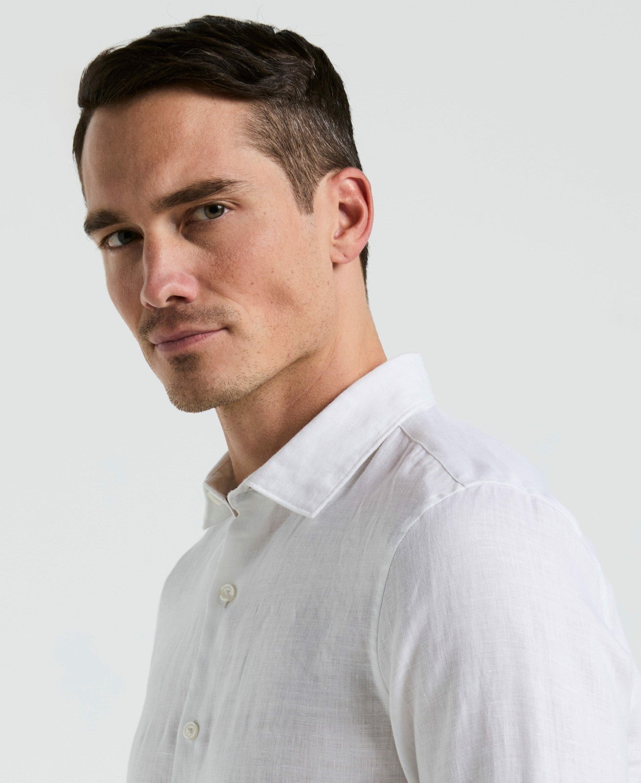 Perry Ellis Clothing Solid Linen Shirt