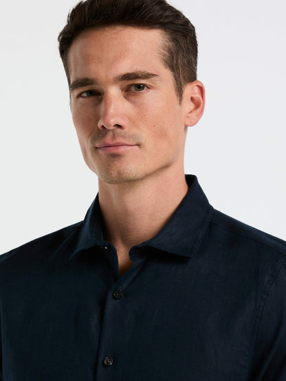 Perry Ellis Clothing Solid Linen Shirt