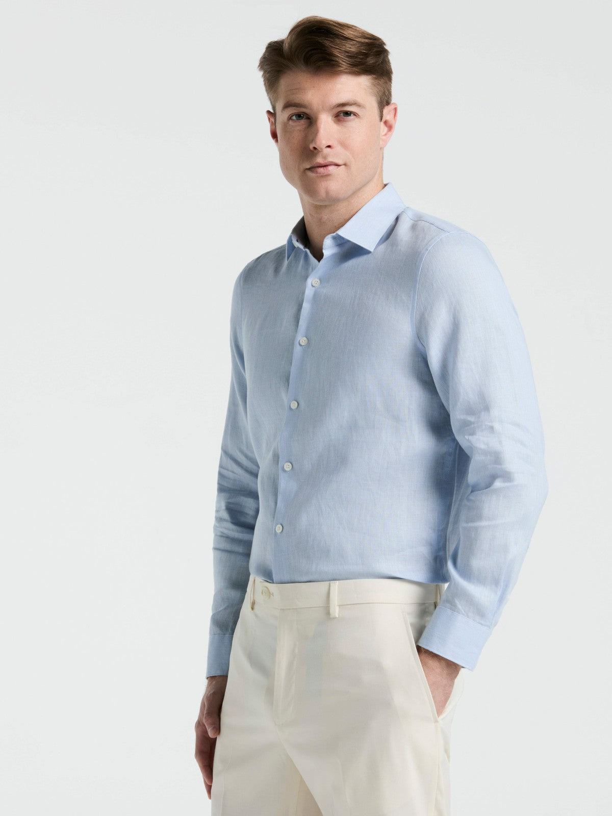 Perry Ellis Clothing Solid Linen Shirt